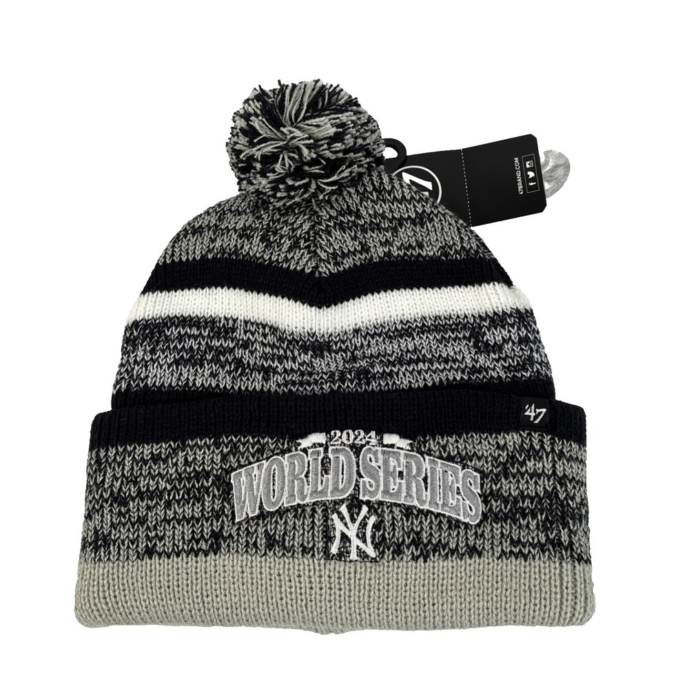 New York Yankees '47 Brand 2024 World Series Cuffed Pom Knit Beanie Hat MSRP $34